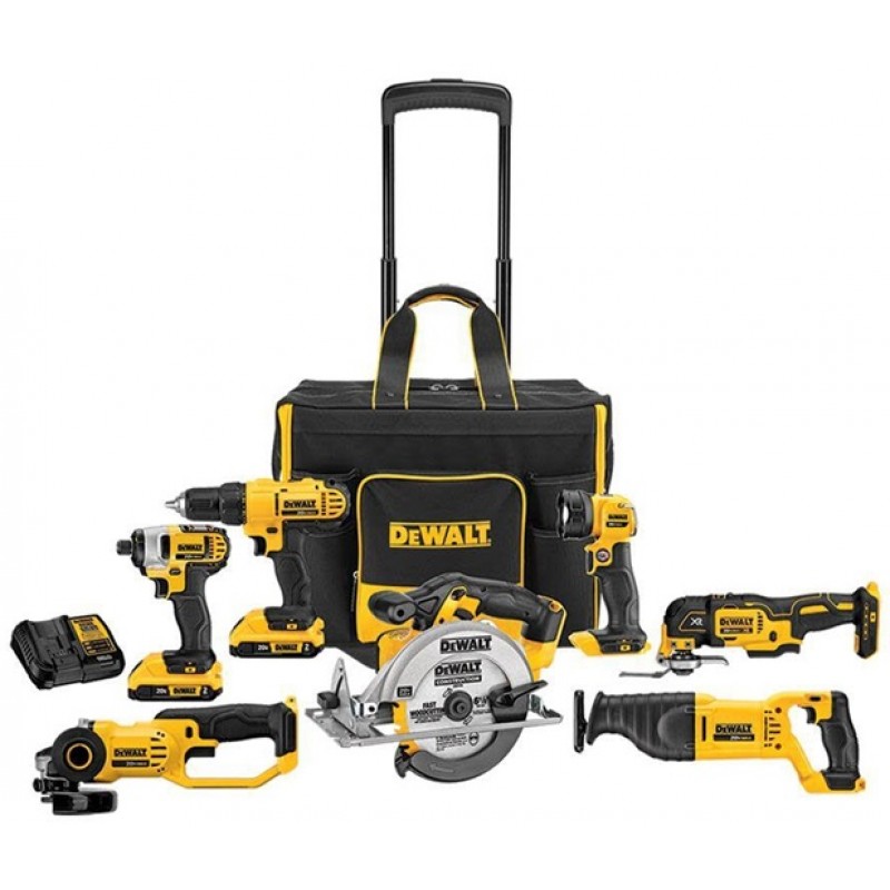DEWALT 20V MAX Cordless 7-Tool Combo Kit With Large Rolling Contractor Bag