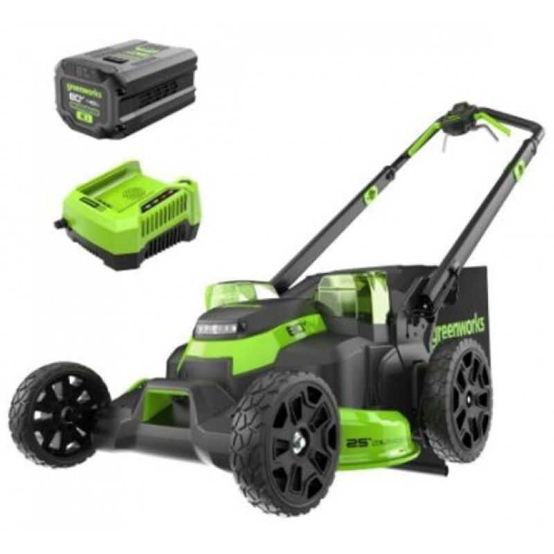 Greenworks 80V 25in Cordless Dual Blade Self Propelled Lawn Mower Kit with 4Ah Battery & Charger