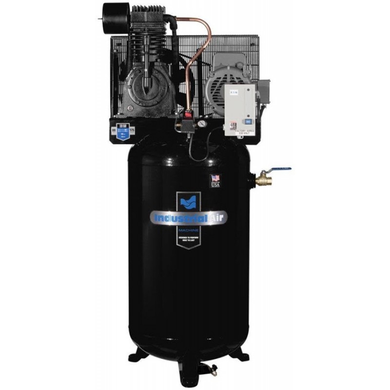 Industrial Air Compressor 7.5 HP Single Phase 230V 80 Gallon Two Stage