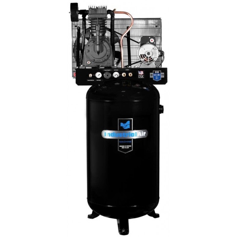 Industrial Air Compressor 80 Gallon 5 HP Single Phase 230V Two Stage